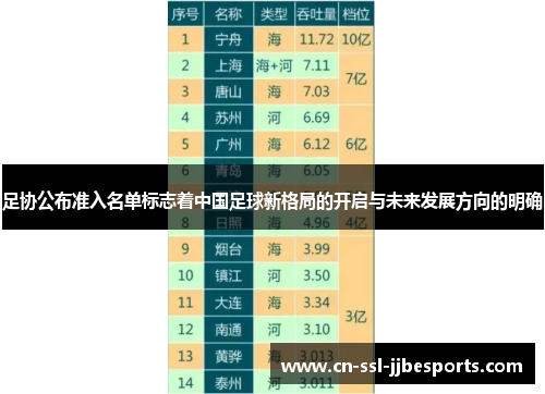 足协公布准入名单标志着中国足球新格局的开启与未来发展方向的明确